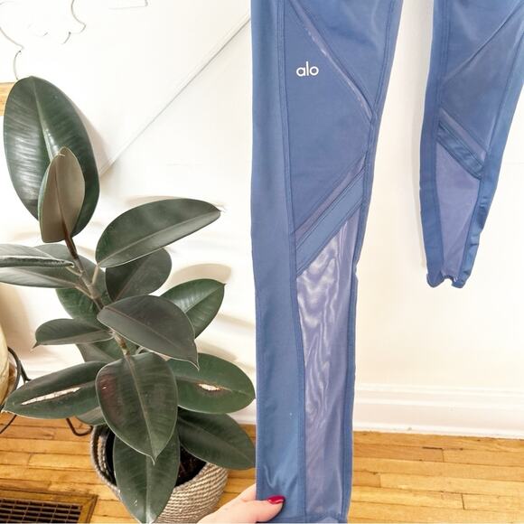Alo Yoga High Waist Epic Leggings Mesh Panel Blue Activewear Athleisure Sz S - Picture 8 of 9